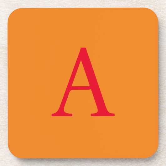 Modern Monogram Initiaal Letter Trendy Oranje Red Bier Onderzetter (Voorkant)