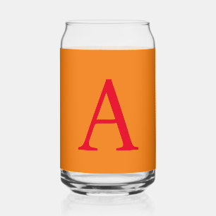 Modern Monogram Initiaal Letter Trendy Oranje Red Blikvorm Glas