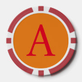 Modern Monogram Initiaal Letter Trendy Oranje Red Poker Chips (Voorkant)