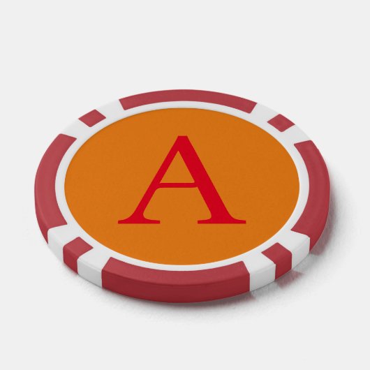 Modern Monogram Initiaal Letter Trendy Oranje Red Poker Chips (Enkel)