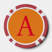 Modern Monogram Initiaal Letter Trendy Oranje Red Poker Chips (Achterkant)
