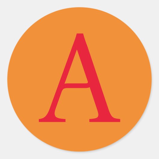 Modern Monogram Initiaal Letter Trendy Oranje Red Ronde Sticker (Voorkant)