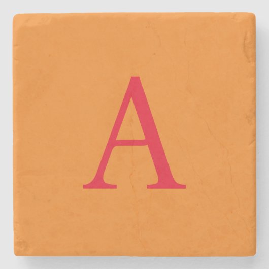 Modern Monogram Initiaal Letter Trendy Oranje Red Stenen Onderzetter (Voorkant)