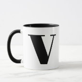 Modern Monogram Initiaal Letter V Black en White Mok (Links)