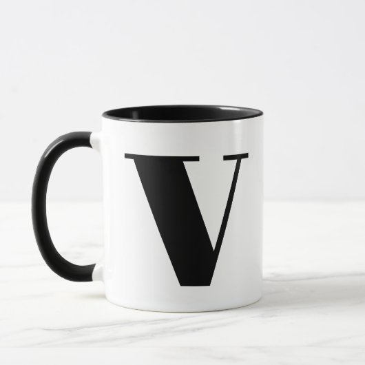Modern Monogram Initiaal Letter V Black en White Mok (Links)