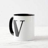 Modern Monogram Initiaal Letter V Black en White Mok (Voorkant links)