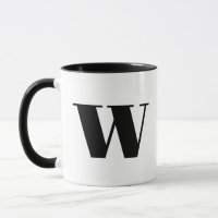 Modern Monogram Initiaal Letter w Black and White