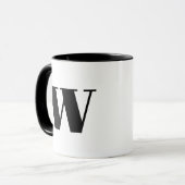 Modern Monogram Initiaal Letter w Black and White Mok (Voorkant links)