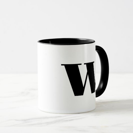 Modern Monogram Initiaal Letter w Black and White Mok (Voorkant rechts)