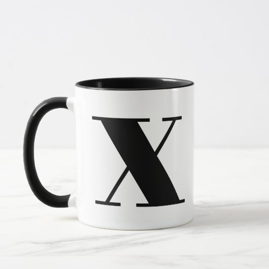 Modern Monogram Initiaal Letter x Black en White Mok (Links)