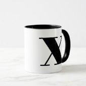 Modern Monogram Initiaal Letter x Black en White Mok (Voorkant rechts)
