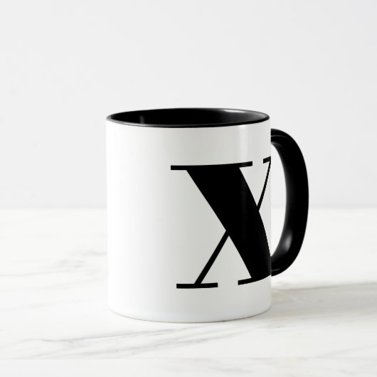 Modern Monogram Initiaal Letter x Black en White Mok (Voorkant rechts)