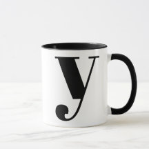 Modern Monogram Initiaal Letter y Black and White