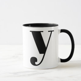 Modern Monogram Initiaal Letter y Black and White Mok