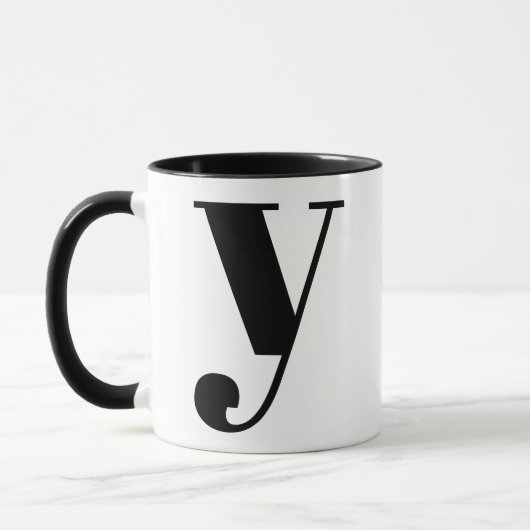 Modern Monogram Initiaal Letter y Black and White Mok (Links)