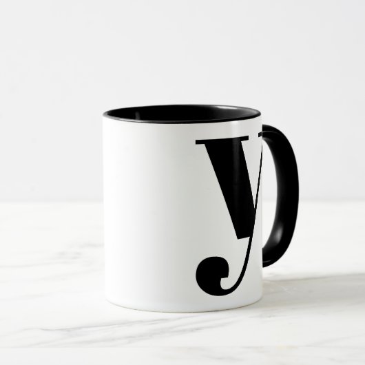 Modern Monogram Initiaal Letter y Black and White Mok (Voorkant rechts)