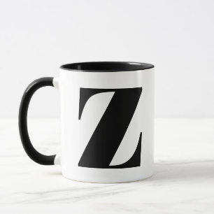 Modern Monogram Initiaal Letter Z Black en White Mok