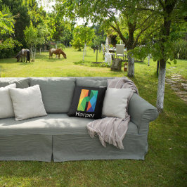 Modern Monogram Initiaal Letter zwart Sierkussen