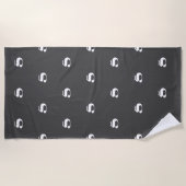 Modern Monogram Initiaal Letter Zwart Wit Patroon Strandlaken (Voorkant)