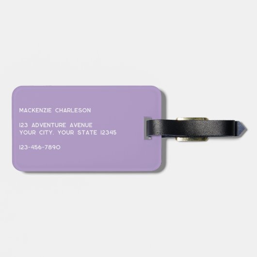 Modern monogram Initiaal Lila Bagagelabel (Achterkant horizontaal)