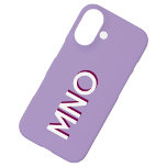 Modern Monogram Initiaal Lila Slagschaduw iPhone 16 Hoesje<br><div class="desc">Modern minimalistisch monogram initiaal ontwerp dat kan worden gewijzigd om te personaliseren. Wit op een lila paarse achtergrond met een bordeaux slagschaduw.</div>