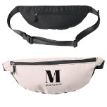 Modern Monogram Initiaal naam Blush Roze Heuptasje<br><div class="desc">Moderne typografie minimalistisch ontwerp van een monogram initiaal dat kan worden aangepast aan het personaliseren.</div>
