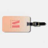 Modern Monogram Initiaal Naam Perzik Gradiënt Bagagelabel (Voorkant horizontaal)