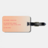 Modern Monogram Initiaal Naam Perzik Gradiënt Bagagelabel (Achterkant horizontaal)