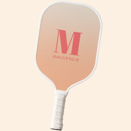 Modern Monogram Initiaal Naam Perzik Gradiënt Pickleball Paddle
