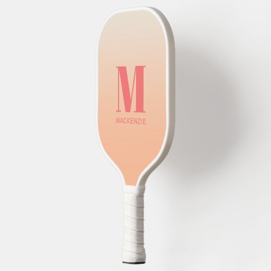 Modern Monogram Initiaal Naam Perzik Gradiënt Pickleball Paddle (Links)