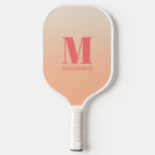 Modern Monogram Initiaal Naam Perzik Gradiënt Pickleball Paddle (Achterkant)