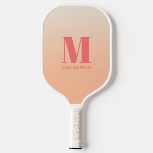Modern Monogram Initiaal Naam Perzik Gradiënt Pickleball Paddle (Achterkant)