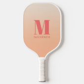 Modern Monogram Initiaal Naam Perzik Gradiënt Pickleball Paddle (Voorkant)