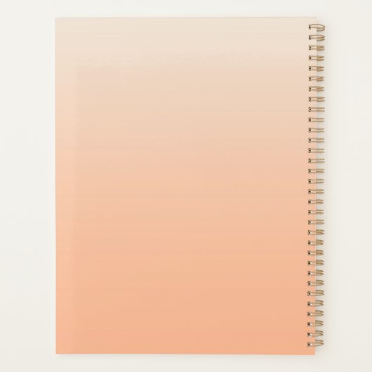 Modern Monogram Initiaal Naam Perzik Gradiënt Planner (Achterkant)