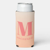 Modern Monogram Initiaal Naam Perzik Gradiënt Seltzer Blikjeskoeler (Seltzer Voorkant)
