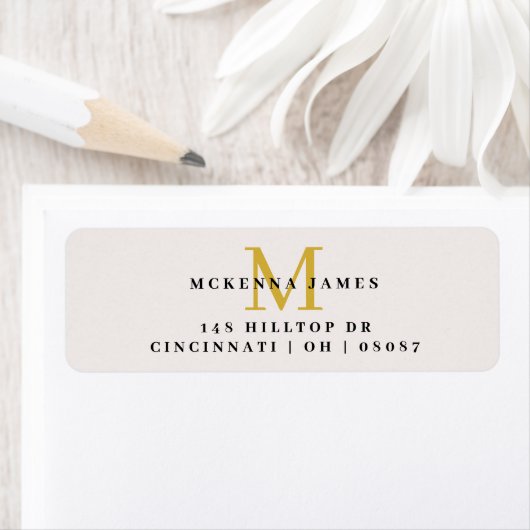 Modern Monogram Initiaal naam retour adres label (Insitu)