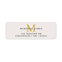 Modern Monogram Initiaal Naam Retouradres Label