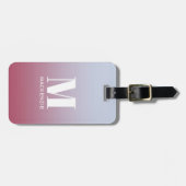 Modern Monogram Initiaal Naam Roze Blauw Verloop Bagagelabel (Voorkant horizontaal)