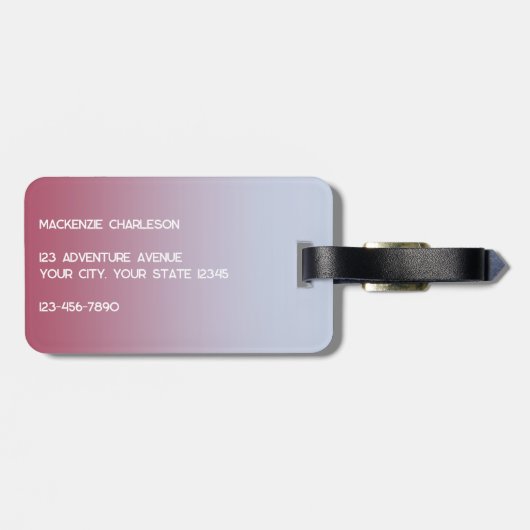 Modern Monogram Initiaal Naam Roze Blauw Verloop Bagagelabel (Achterkant horizontaal)