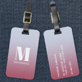 Modern Monogram Initiaal Naam Roze Blauw Verloop Bagagelabel