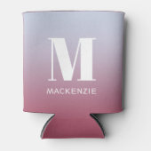 Modern Monogram Initiaal Naam Roze Blauw Verloop Blikjeskoeler (Voorkant)