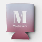 Modern Monogram Initiaal Naam Roze Blauw Verloop Blikjeskoeler (Achterkant)
