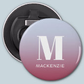 Modern Monogram Initiaal Naam Roze Blauw Verloop Button Flesopener