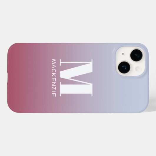 Modern Monogram Initiaal Naam Roze Blauw Verloop Case-Mate iPhone Case (Achterkant (horizontaal))