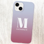 Modern Monogram Initiaal Naam Roze Blauw Verloop Case-Mate iPhone 14 Hoesje<br><div class="desc">Modern typografie minimalistisch monogram initiaal naam ontwerp dat kan worden gewijzigd om te personaliseren. Wit op een magenta roze tot bleek blauwe gradiënt achtergrond.</div>