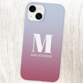 Modern Monogram Initiaal Naam Roze Blauw Verloop Case-Mate iPhone Case