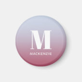Modern Monogram Initiaal Naam Roze Blauw Verloop Magneet (Voorkant)
