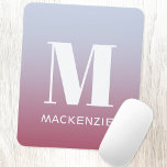 Modern Monogram Initiaal Naam Roze Blauw Verloop Muismat<br><div class="desc">Modern typografie minimalistisch monogram initiaal naam ontwerp dat kan worden gewijzigd om te personaliseren. Wit op een roze tot blauwe achtergrond.</div>