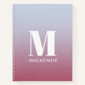 Modern Monogram Initiaal Naam Roze Blauw Verloop Notitieboek (Voorkant)