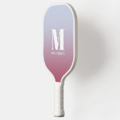 Modern Monogram Initiaal Naam Roze Blauw Verloop Pickleball Paddle (Links)